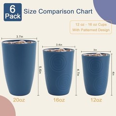 Wheat Straw Cups 16 OZ, Plastic Drinking Glasses, Drinking 16 oz Multicolor