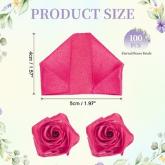 100pcs Eternal Roses Petals Premade Satin Ribbon Flowers Magenta