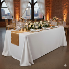 YCC Linens – 5 Pack 14 x 108 Inch L’amour Satin Table Runners for Weddings