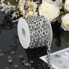 SMYHTGLIF 3 Meters Cable Jewelry Chain Silver Stainless Steel Chain for Jewel…