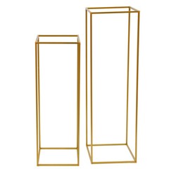 2Pcs Gold Flower Rack Metal Geometric Column Stand Wedding Backdrop Decor