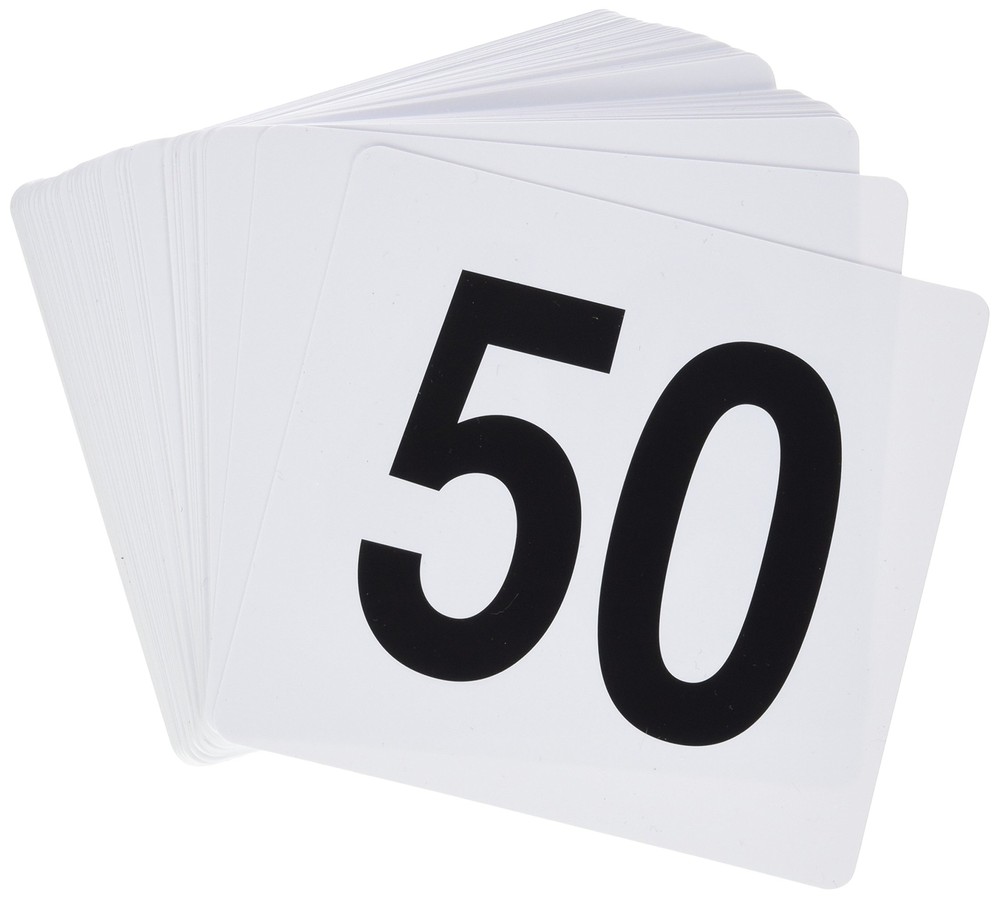 150 Plastic Table Numbers White Black