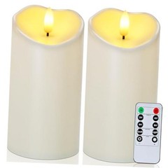 6″x3″ Outdoor Waterproof Flameless Candles with Remote D3″xH6″6″-Ivory White