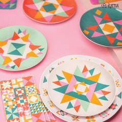 Karma 8.75 Inches Melamine Salad Plates Set Of 4 Reusable Dishwasher Safe
