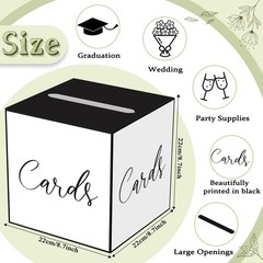 White and Black Card Box for Parties, Weddings, Birthdays, Bridal Baby Showe…