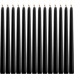 14-Pack 10-Inch Black Taper Candles | Unscented & Dripless | 14 pack,