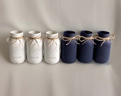 Set of 6 chalk painted distressed Quart size mason jar vases…mix & match colors!
