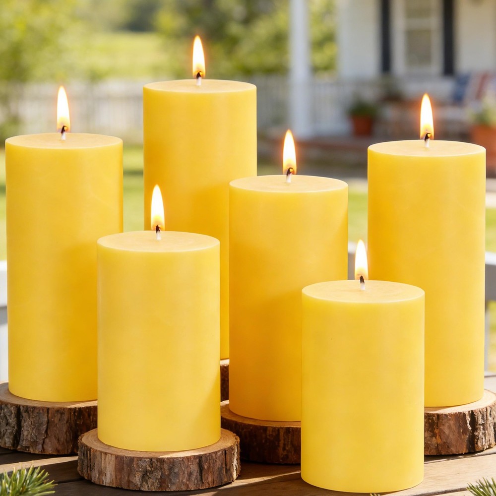 Citronella Candles Outdoor – Set of 6 Pillar 2″ x 4″, Yellow