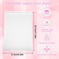 Edible paper, 25 pieces, A4 11.69 x 8.26 inches (approximately 29.7 x 21.0 cm…