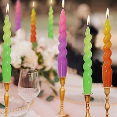 Colorful Candlestick Spiral Taper Candle, 7.2inches Handcrafted 7INCH YELORG