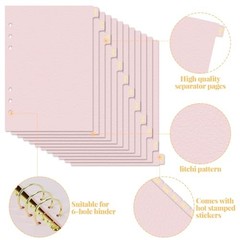 Leather Textured A5 6-Ring Binder Dividers with 12 1 Set – 12 Monthly Tabs