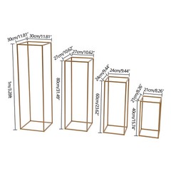 4PCS Gold Flower Stand Rectangular Rack Set For Wedding Table Centerpieces Decor