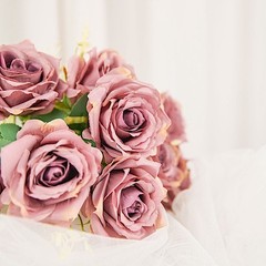DUSTY ROSE 2 Bushes 18″ ARTIFICIAL Faux Silk Rose FLOWERS Bouquet Wedding Party