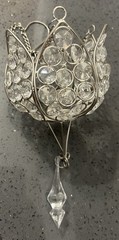Lotus Votive Tea Light Crystal Hanging Chandelier Candle Holder Silver Finish