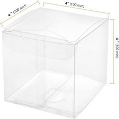 50 PCS 4 X 4 X 4 Inches Clear Plastic Gift Boxes, Clear Boxes for Favors, Transp