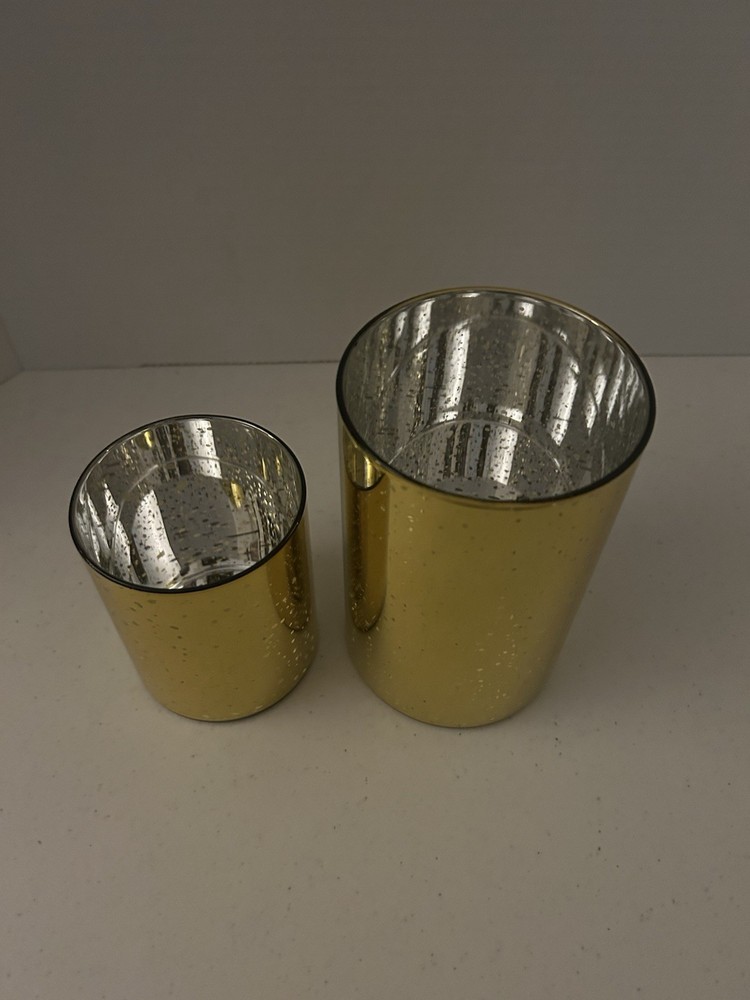 Glasseam 12-Gold Cylinder Vases/Pillers For Candles/Center Pieces 6-6” & 6-4”