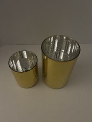Glasseam 12-Gold Cylinder Vases/Pillers For Candles/Center Pieces 6-6” & 6-4”