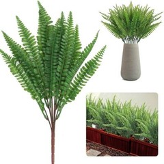 3Pcs Plastic Lifelike Artificial Fern Foliage Bush Plants Indoor Outdoor Decor