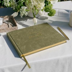 Beautiful Sage Wedding Guest Book for Reception Sign In Memory Keepsake Book