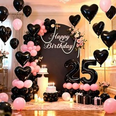 18Pcs Heart Balloons Heart Shaped 18 Inch Foil Balloons for Valentine’s Black