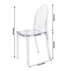 4 Clear 36 in Stackable Acrylic Transparent Banquet CHAIRS Oval Back Party Event