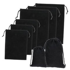 TIESOME 6 PCS Black Velvet Jewelry Pouches, 2 Sizes 5×7 & 6×9 inch Velvet Bags