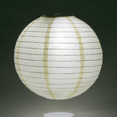 16″ Ivory Round Paper Lantern, Even Ribbing, Hanging Decoration