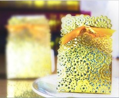 10/20/50/100 Gold White Ribbon Candy Box Gift Wedding Favor Sweet Party Decor