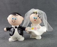 Cake Toppers Bride Groom Figures Tiny Marble People Handmade Miniature FREE SHIP