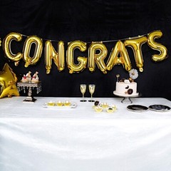 Gold 13″ Congrats Mylar Foil Balloon BANNER Party Events Decorations Supplies