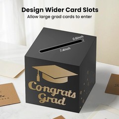 Graduation Card Box 9 Inch Congrats Grad Foldable Money Box Black 2025