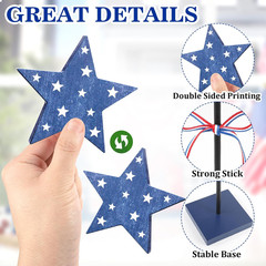 3 PCS 4Th of July Table Decorations Wooden Star Set, Rustic Memorial Day Table D