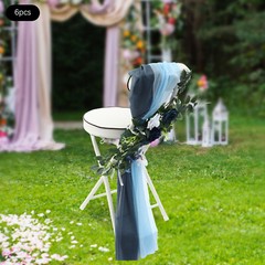 Artificial Flower Wedding Chair Ornament Blue Chair Flower Decor Outdoor Wedding