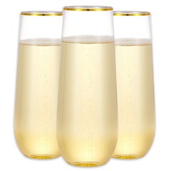 N9R 12PCS Plastic Champagne Flutes, 9 oz 12 Count (Pack of 1), Gold-12PCS