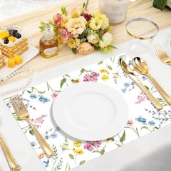 50 Pcs Spring Wildflower Paper Placemats, 11×16 Inch Summer Floral Disposable