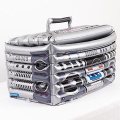 24″ x 12″ Silver Inflatable 80’s Themed Boom Box Party Drinks Cooler Events Home