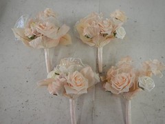Ling’s Moment Artificial Flowers Pink Bridesmaid Bouquet Set of 4, Blush 7″