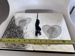 LENOX Silver-Plated Wedding Promises Double Heart Photo Album Holds 4 x 6 photos