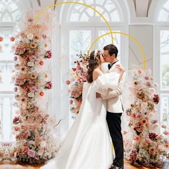 Gold Metal Arched Backdrop Stand Set for Weddings, Birthdays, and Celebrations
