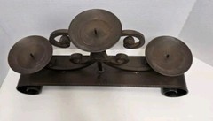 Wrought Iron 3 Large Candle Holder with Swirls (20x4x11 inches)