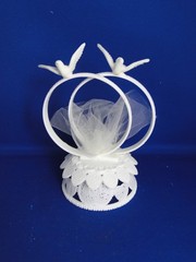 New Vintage Wilton Petite Double Rings Wedding CakeTop, doves, 103-4316
