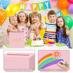 1 PCS Light Pink Gold Foil Card Box 8.7 Inch Money Birthday Wedding Party