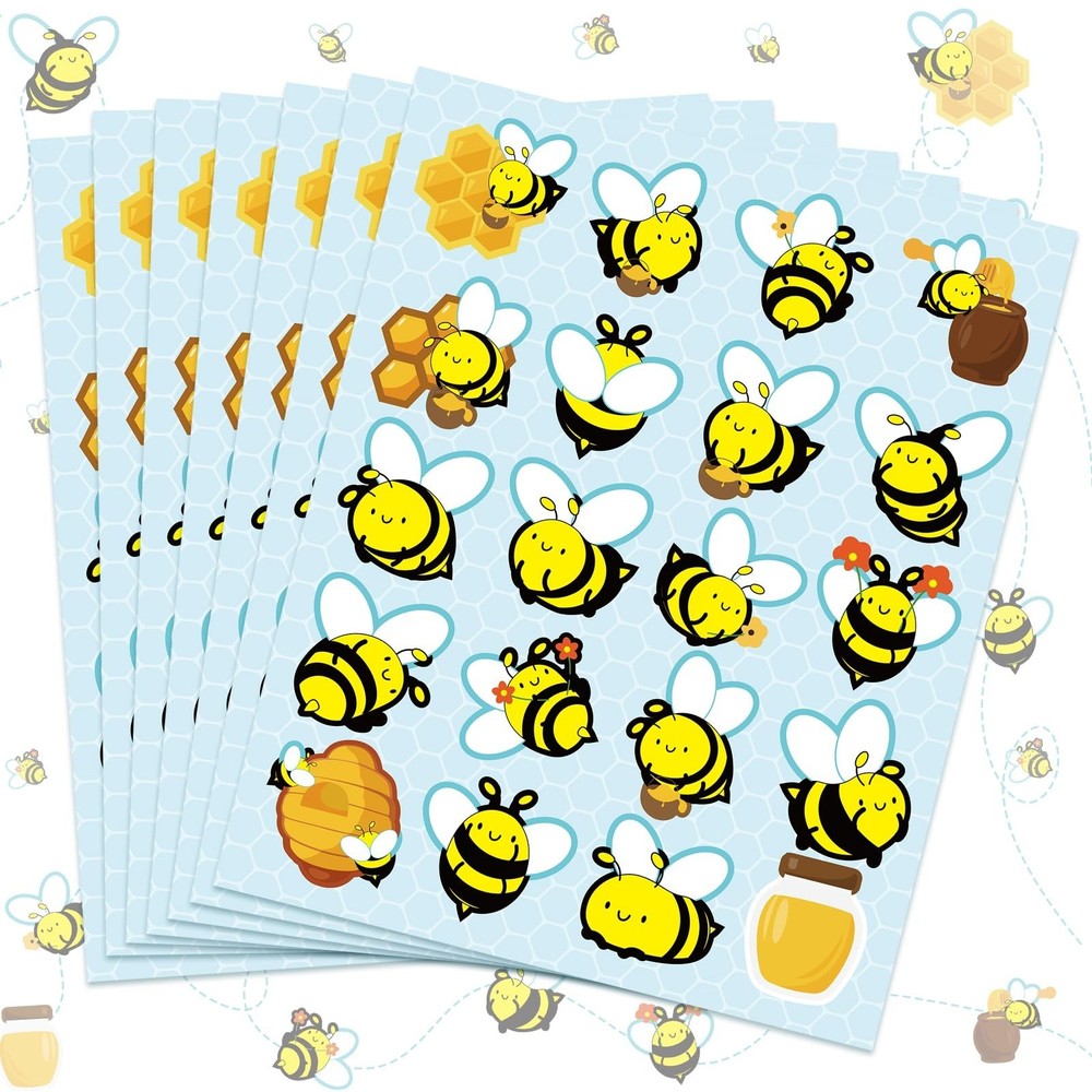 500 Pcs Waterproof Bee Stickers for Kids 25 Sheets 20 Styles Cartoon Self-Adh…