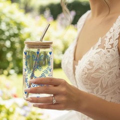 Something Blue Bride to be Gifts Glass Tumbler for 16 Ounces, Transparent