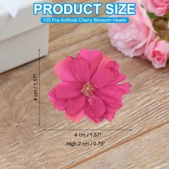 100Pcs Fake Silk Flower Heads Artificial Cherry Blossom Wedding Rose Red