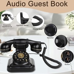 ROOMEDAL Audio Guest Book Wedding Phone,Vintage Voice Message Recorder Telephone