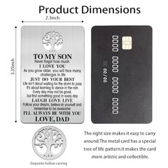 To My Son Wallet Card, Engraved Metal Wallet Insert Card Love Note from Dad,