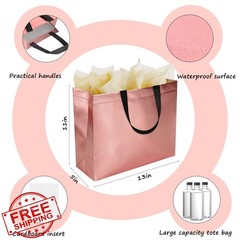 BLEWINDZ Reusable Favor Bags 18 Large, Rose Gold Wedding Party