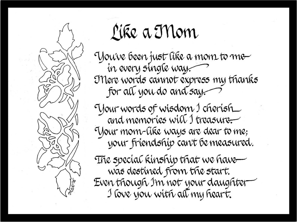 LIKE A MOM Matted Calligraphy Who is like a MOM to you?