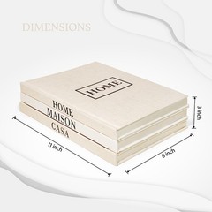 Linen Neutral Coffee Table Books Set of 3,Fashion Designer Hardcover Blank Bo…
